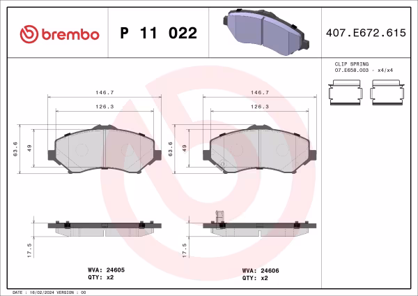 BREMBO Kit pastiglie freno, Freno a disco