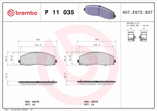 BREMBO Kit pastiglie freno, Freno a disco