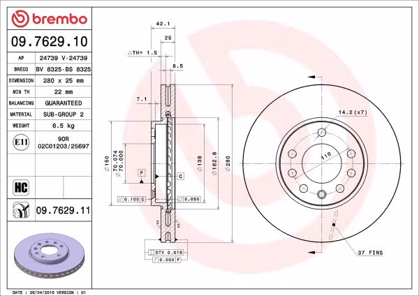 BREMBO Disco freno