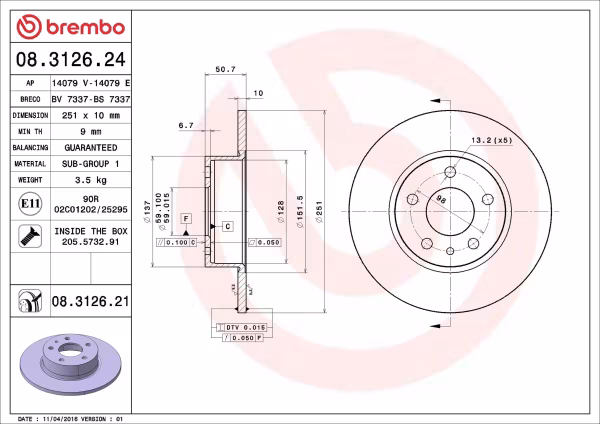 BREMBO Disco freno