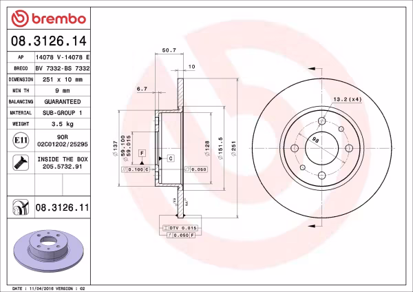 BREMBO Disco freno