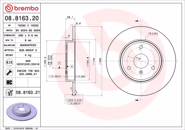 BREMBO Disco freno