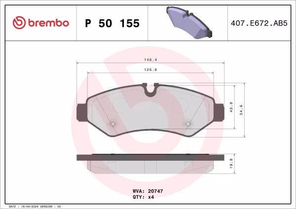 BREMBO Kit pastiglie freno, Freno a disco