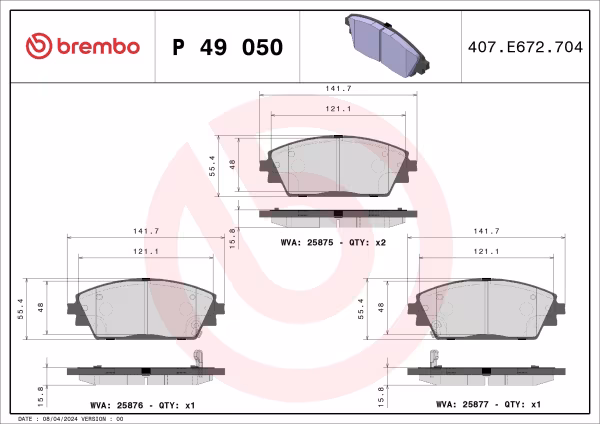 BREMBO Kit pastiglie freno, Freno a disco