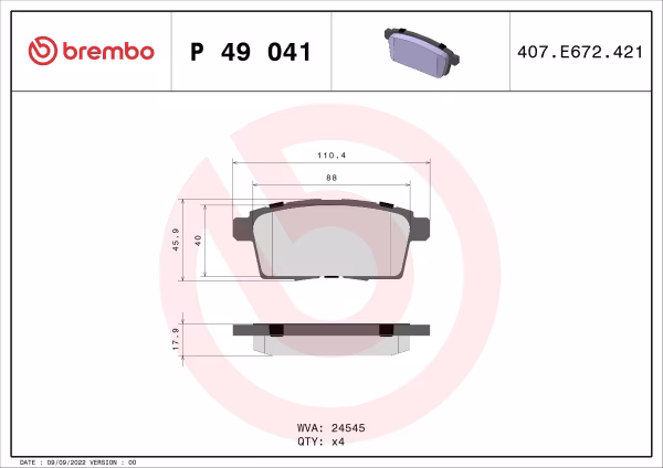 BREMBO Kit pastiglie freno, Freno a disco