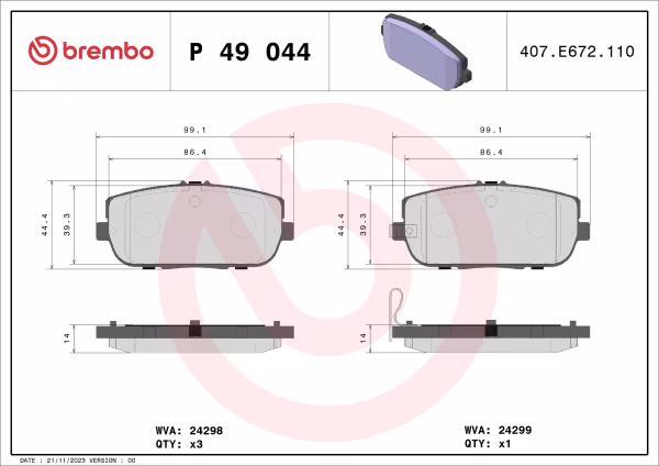BREMBO Kit pastiglie freno, Freno a disco