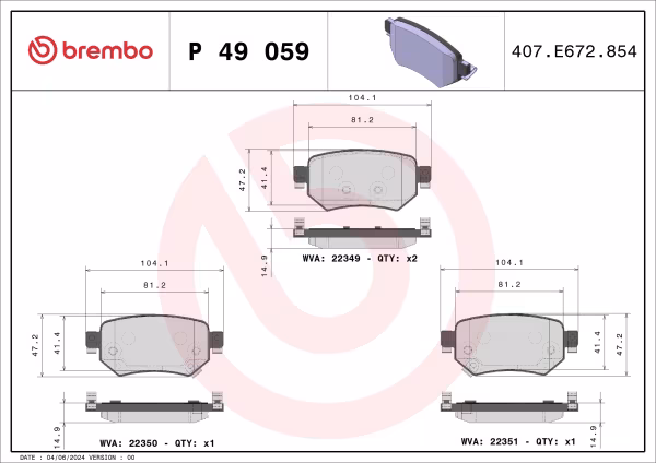 BREMBO Kit pastiglie freno, Freno a disco