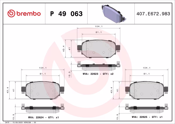 BREMBO Kit pastiglie freno, Freno a disco