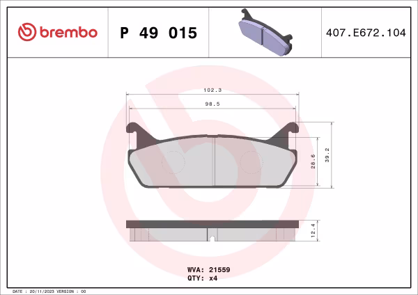 BREMBO Kit pastiglie freno, Freno a disco