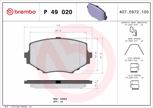 BREMBO Kit pastiglie freno, Freno a disco