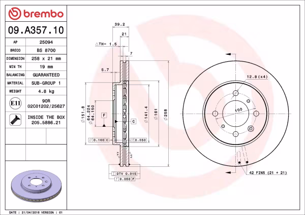 BREMBO Disco freno