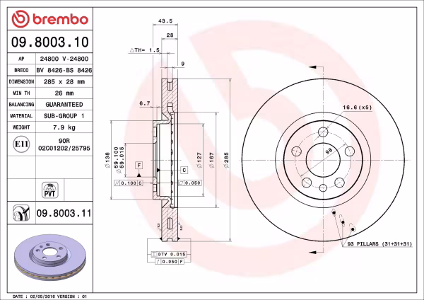 BREMBO Disco freno