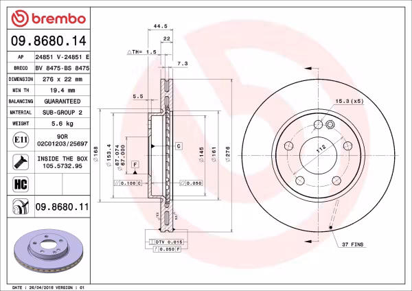 BREMBO Disco freno