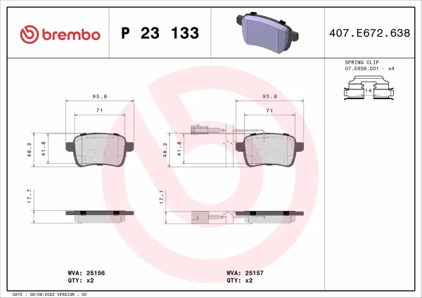 BREMBO Kit pastiglie freno, Freno a disco