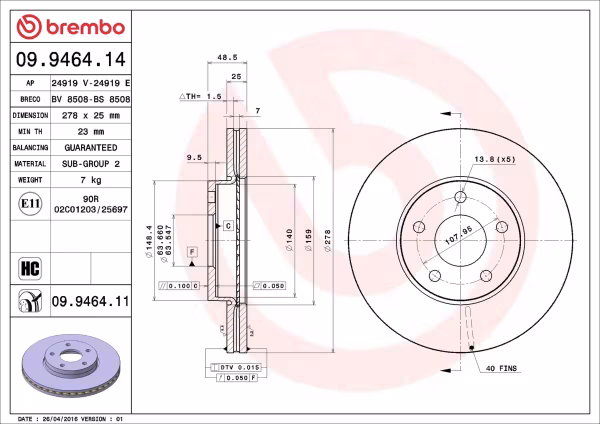 BREMBO Disco freno