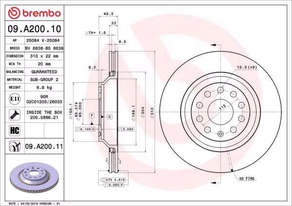 BREMBO Disco freno
