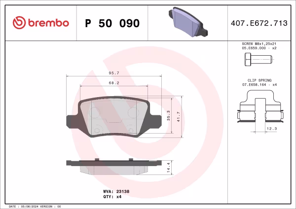 BREMBO Kit pastiglie freno, Freno a disco