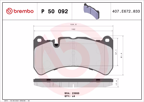 BREMBO Kit pastiglie freno, Freno a disco