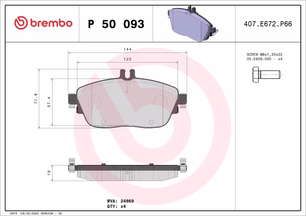 BREMBO Kit pastiglie freno, Freno a disco