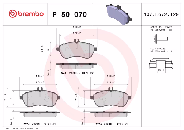 BREMBO Kit pastiglie freno, Freno a disco