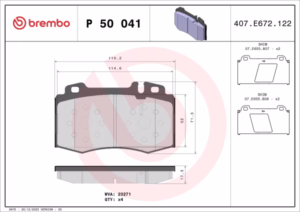BREMBO Kit pastiglie freno, Freno a disco