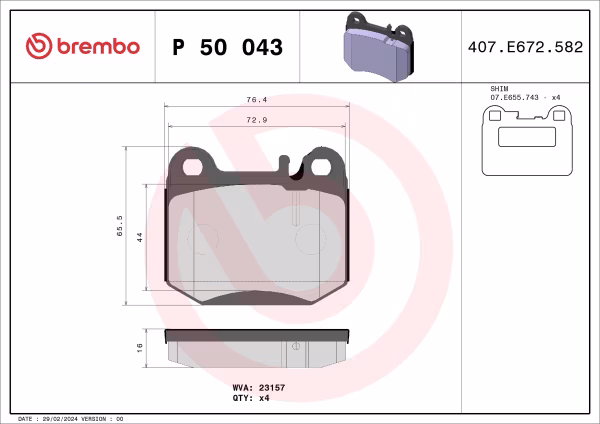 BREMBO Kit pastiglie freno, Freno a disco