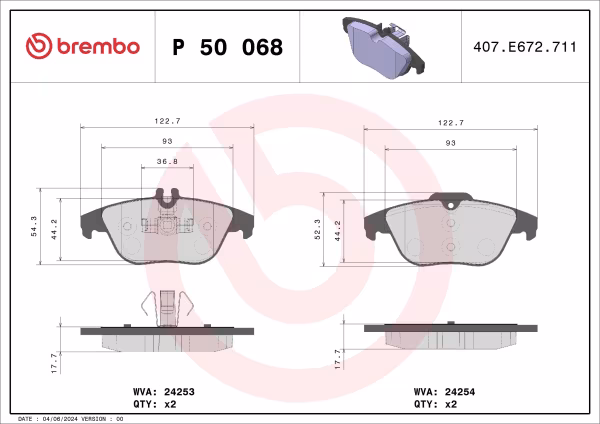 BREMBO Kit pastiglie freno, Freno a disco