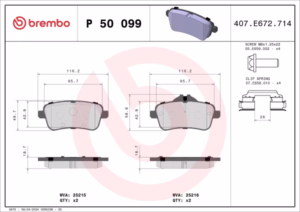 BREMBO Kit pastiglie freno, Freno a disco