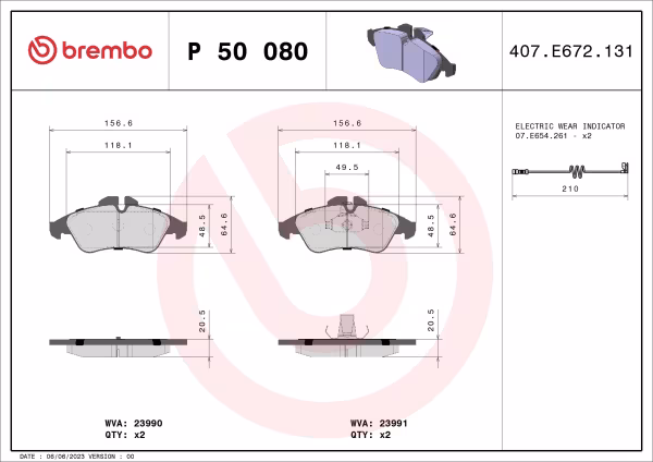 BREMBO Kit pastiglie freno, Freno a disco