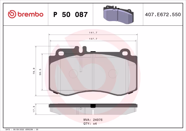 BREMBO Kit pastiglie freno, Freno a disco