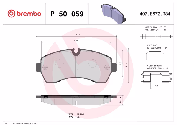 BREMBO Kit pastiglie freno, Freno a disco