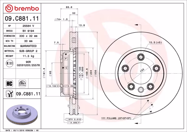 BREMBO Disco freno