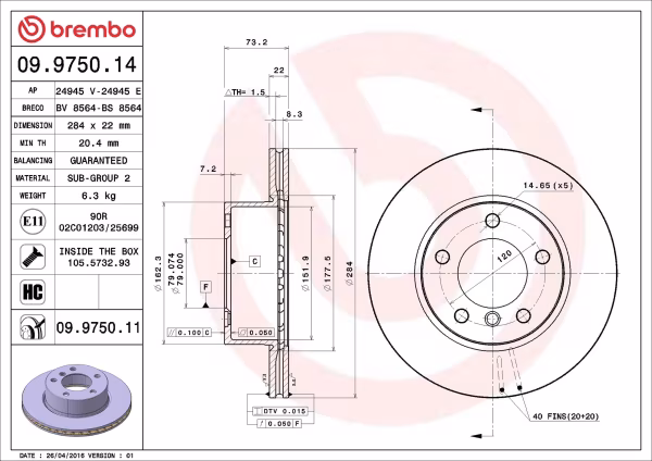 BREMBO Disco freno