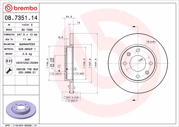BREMBO Disco freno