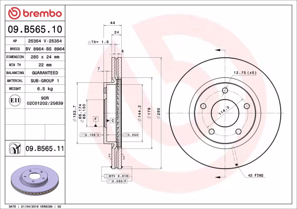 BREMBO Disco freno
