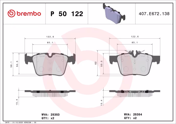 BREMBO Kit pastiglie freno, Freno a disco