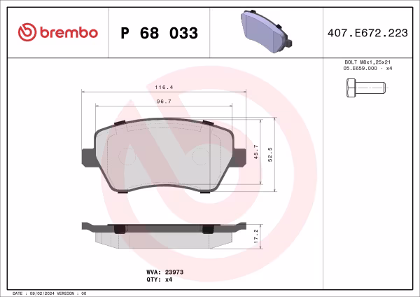 BREMBO Kit pastiglie freno, Freno a disco