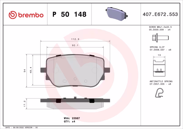 BREMBO Kit pastiglie freno, Freno a disco