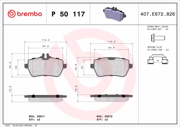 BREMBO Kit pastiglie freno, Freno a disco