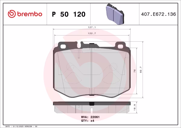 BREMBO Kit pastiglie freno, Freno a disco