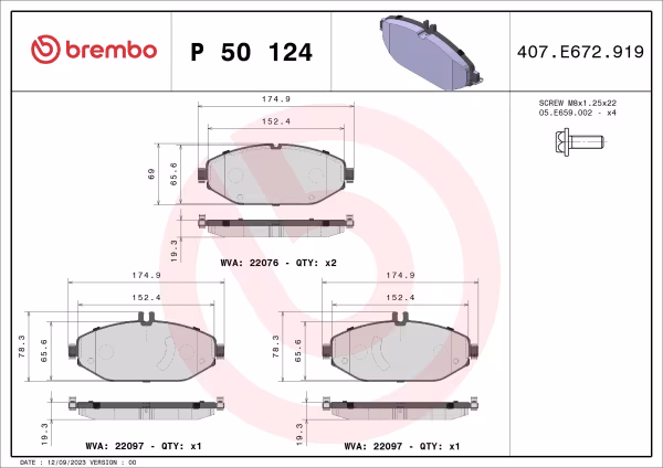 BREMBO Kit pastiglie freno, Freno a disco