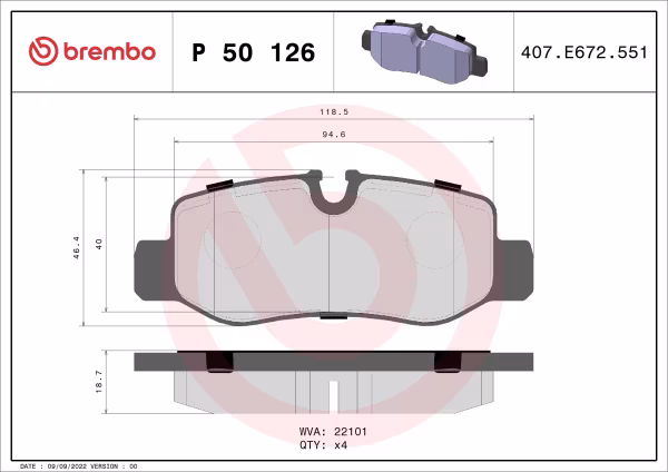 BREMBO Kit pastiglie freno, Freno a disco