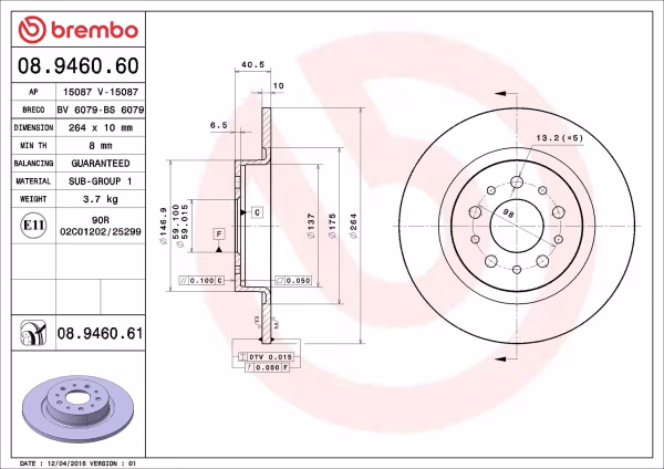 BREMBO Disco freno