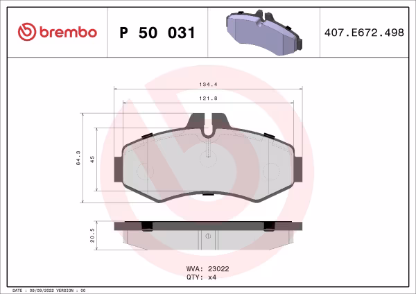 BREMBO Kit pastiglie freno, Freno a disco