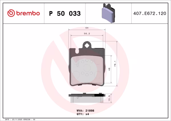 BREMBO Kit pastiglie freno, Freno a disco