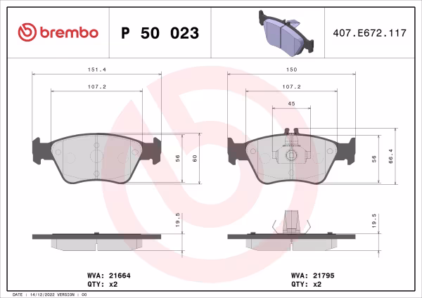 BREMBO Kit pastiglie freno, Freno a disco