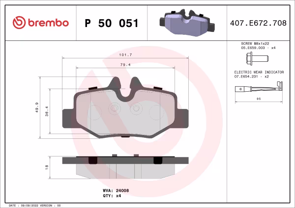 BREMBO Kit pastiglie freno, Freno a disco