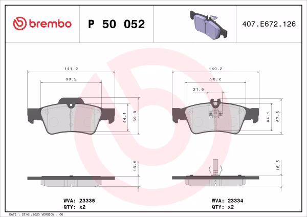BREMBO Kit pastiglie freno, Freno a disco