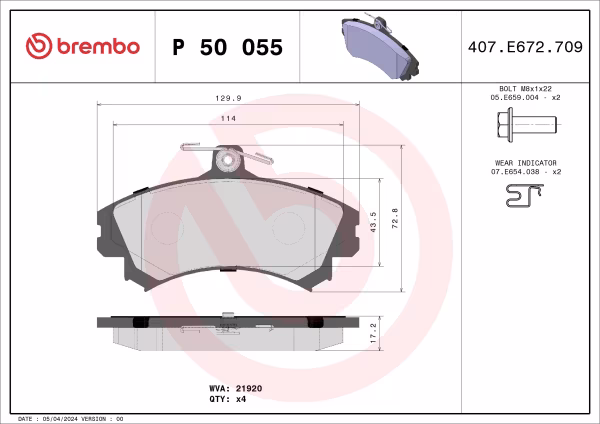 BREMBO Kit pastiglie freno, Freno a disco