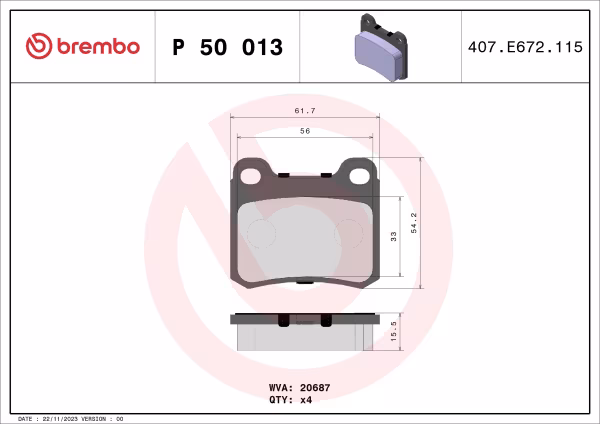 BREMBO Kit pastiglie freno, Freno a disco